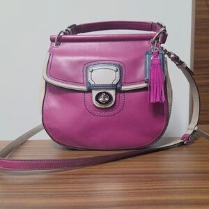 Coach 70th Anniversary Legacy Willis 19031 Berry & Grey Leather Crossbody Bag